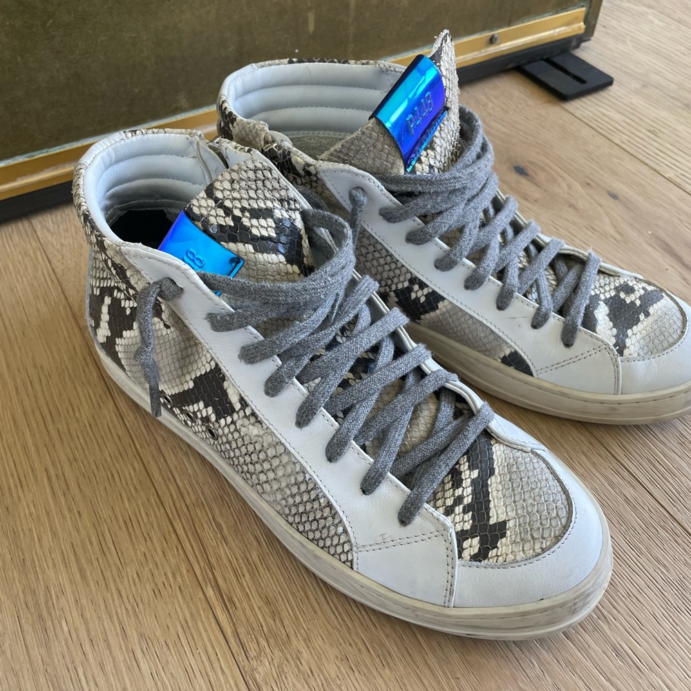 P448 Skate Python Snakeskin Leather High Top Sneakers 38 US 8 - Picture 2 of 11